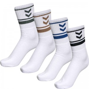 Hummel 4 Pack Triple Stripe Crew Socken Damen Schwarz | 690918-483