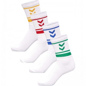 Hummel 4 Pack Triple Stripe Crew Strumpfhose Damen Weiß | 561926-048