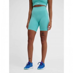 Hummel Alive Seamless High Waist Kurze Hose Damen Blau | 796917-868