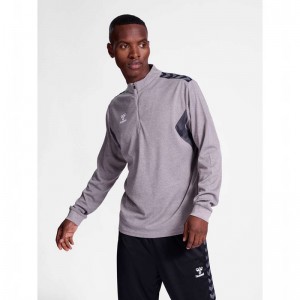 Hummel Authentic Half Zip Sweat Sweatshirt Herren Grau | 857595-763