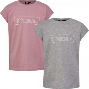 Hummel Boxline S/S 2 Pk T-shirts Kinder Grau | 291811-490