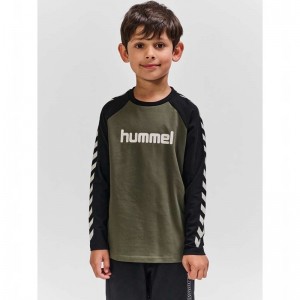 Hummel Boys L/S T-shirts Kinder Olivgrün | 253886-355