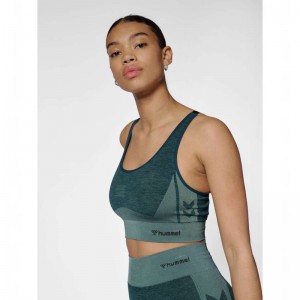 Hummel Clea Seamless Top Sport BH Damen Grün | 985021-067