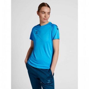 Hummel Core Xk Core Poly S/S T-shirts Damen Blau | 880548-097