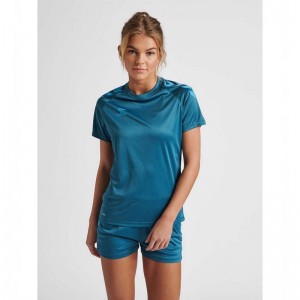 Hummel Core Xk Core Poly S/S T-shirts Damen Blau | 583549-726