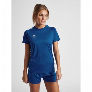 Hummel Core Xk Core Poly S/S T-shirts Damen Blau | 931095-674