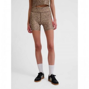 Hummel Fast Mid Waist Tight Kurze Hose Damen Leopard | 926689-201