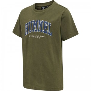 Hummel Fast S/S T-shirts Kinder Olivgrün | 350198-738