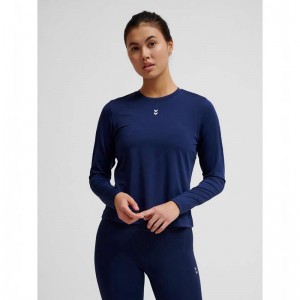 Hummel Fast W L/S T-shirts Damen Navy | 401085-778