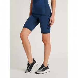 Hummel First Seamless Tr Sht Tigh W Kurze Hose Damen Navy | 332393-371