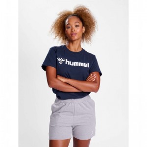 Hummel Go 2.0 Logo S/S T-shirts Damen Navy | 228877-887