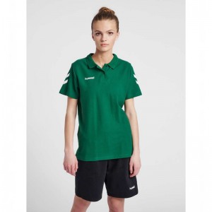 Hummel Go Cotton Polo T-shirts Damen Grün | 774447-600