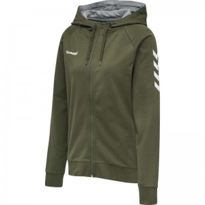 Hummel Go Cotton Zip Hoodie Damen Grün | 030154-748