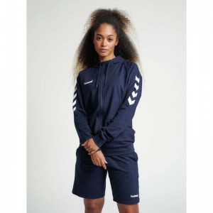 Hummel Go Cotton Zip Hoodie Damen Navy | 137902-376