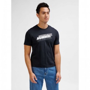 Hummel Graphic Triple Logo Cotton T-shirts Herren Schwarz | 135989-960