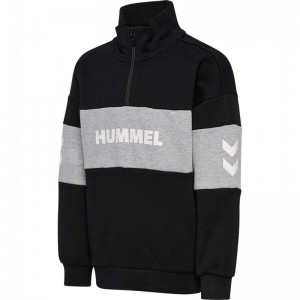 Hummel Heron Half Zip Sweatshirts Kinder Schwarz | 002498-500