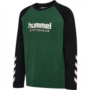 Hummel Jr Logo L/S T-shirts Kinder Grün | 770259-042