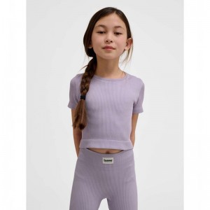 Hummel Jr Seamless Rib S/S T-shirts Kinder Lavendel | 223947-341