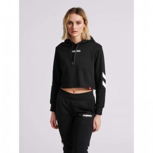 Hummel Legacy Cropped Hoodie Damen Schwarz | 962158-716