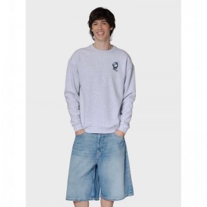 Hummel Loose Crew Wrong Yellow Sweatshirt Herren Grau | 468849-367