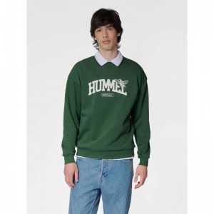 Hummel Loose Crewneck University Bee Sweatshirt Herren Grün | 905742-884