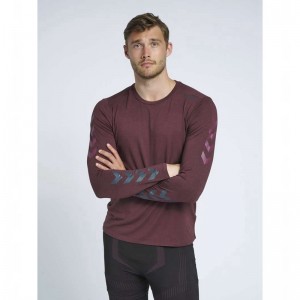 Hummel Mace Ls T-shirts Herren Bordeaux | 031609-425
