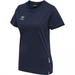 Hummel Move Grid Cotton S/S Wom T-shirts Damen Navy | 119313-464