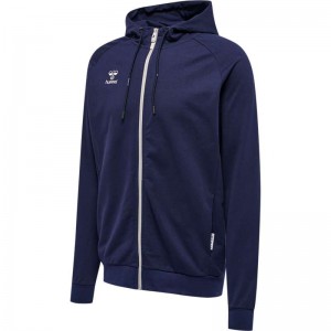 Hummel Move Grid Cotton Zip Hoodie Herren Navy | 480991-519