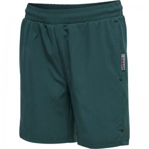 Hummel Move Grid Woven Kurze Hose Kinder Grün | 928183-409