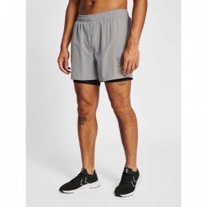 Hummel Mt Fast 2 In 1 Kurze Hose Herren Grau | 707413-917