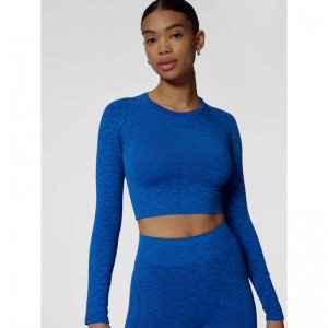 Hummel Mt Leo Seamless Crop L/S T-shirts Damen Blau | 063509-304