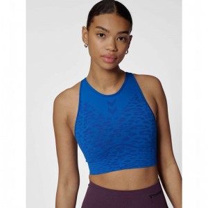 Hummel Mt Leo Seamless Sport BH Damen Blau | 390834-529