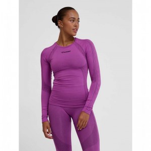 Hummel Mt Shaping Seamless L/S T-shirts Damen Lila | 709253-640