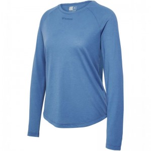 Hummel Mt Vanja L/S T-shirts Damen Blau | 446545-976