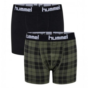 Hummel Nolan 2-pack Boxer Kinder Olivgrün | 109193-780