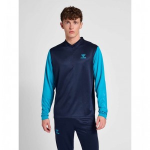 Hummel Ongrid 1/2 Zip Poly Sweat Sweatshirt Herren Navy | 074333-723