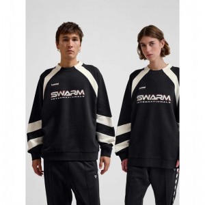 Hummel Oversized Crew Sportswear Swarm Sweatshirt Herren Schwarz | 708273-924