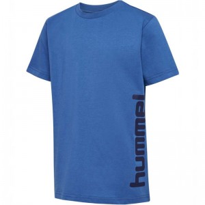 Hummel Print S/S T-shirts Kinder Blau | 001390-664