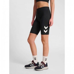 Hummel Pulse Logo Mw Tights Kurze Hose Damen Schwarz | 256003-160