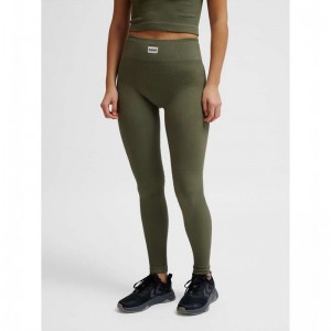 Hummel Pulse Seamless Rib Mw Strumpfhose Damen Olivgrün | 291302-081