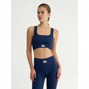 Hummel Pulse Seamless Rib Sport BH Damen Navy | 831266-336
