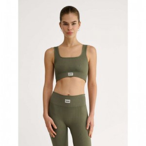 Hummel Pulse Seamless Rib T-shirts Damen Olivgrün | 826708-049