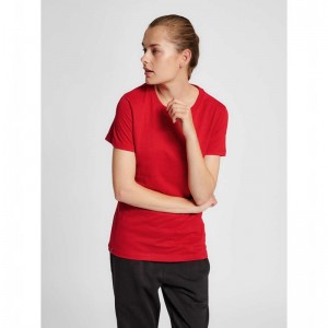 Hummel Red Basic S/S T-shirts Damen Rot | 005579-684