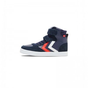 Hummel Slimmer Stadil Leather High Jr Sneakers Kinder Navy | 290795-929
