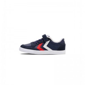 Hummel Slimmer Stadil Leather Low Jr Sneakers Kinder Navy | 376467-268
