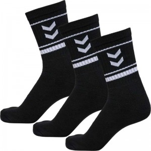 Hummel Stripe Crew 3-pack Socken Damen Schwarz | 831839-657