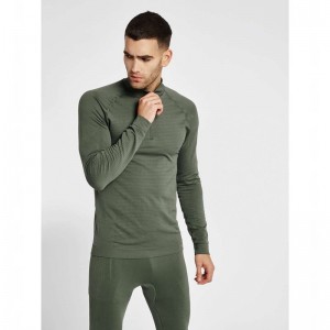 Hummel Stroke Seamless Half Zip Grundschicht Herren Grün | 190769-411
