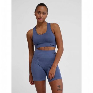 Hummel Tif Seamless Top Sport BH Damen Blau | 045791-343
