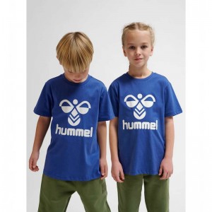 Hummel Tres S/S T-shirts Kinder Blau | 770067-249
