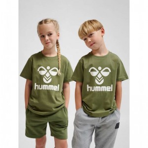 Hummel Tres S/S T-shirts Kinder Olivgrün | 509120-422
